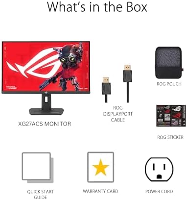 ASUS ROG Strix 27  QHD  2560x1440  HDR400 USB C Gaming Monitor  XG27ACS   180Hz 1ms  Fast IPS  133  sRGB  Extreme Low Motion Blur Sync  G Sync Compatible  DisplayWidget  Tripod Socket  3 Year Warranty