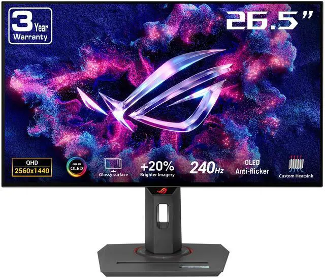 ASUS ROG Strix 27 inch QHD 2K 1440P 240Hz with AMD FreeSync Premium & G Sync Compatible  0 03ms Glossy OLED Gaming Computer Monitor XG27AQDMGZ