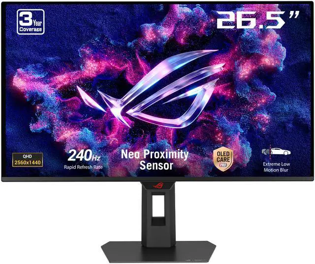ASUS ROG Strix 27 inch QHD 2K 1440P 240Hz AMD FreeSync Premium Pro & G Sync Compatible 0 03ms OLED Gaming Computer Monitor with Height Adjustable  Swivel  Pivot & Tilt Stand XG27AQDMES