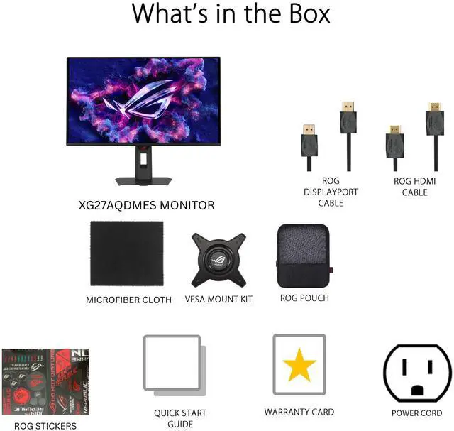 ASUS ROG Strix 27 inch QHD 2K 1440P 240Hz AMD FreeSync Premium Pro & G Sync Compatible 0 03ms OLED Gaming Computer Monitor with Height Adjustable  Swivel  Pivot & Tilt Stand XG27AQDMES