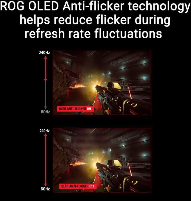 ASUS ROG Strix 27 inch QHD 2K 1440P 240Hz AMD FreeSync Premium Pro & G Sync Compatible 0 03ms OLED Gaming Computer Monitor with Height Adjustable  Swivel  Pivot & Tilt Stand XG27AQDMES