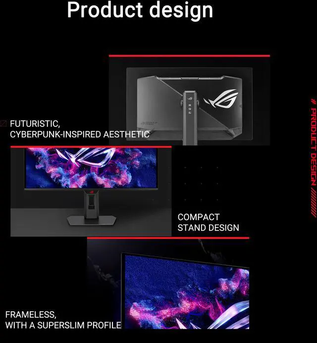 ASUS ROG Strix 27 inch QHD 2K 1440P 240Hz AMD FreeSync Premium Pro & G Sync Compatible 0 03ms OLED Gaming Computer Monitor with Height Adjustable  Swivel  Pivot & Tilt Stand XG27AQDMES