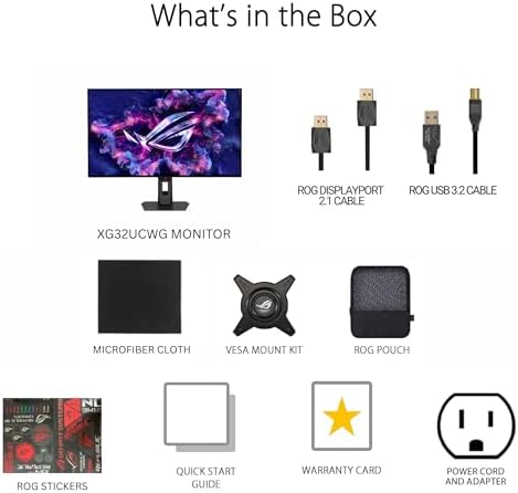 ASUS ROG Strix 32  4K OLED Gaming Monitor  XG32UCWG    TrueBlack Glossy OLED  Dual Mode  4K 165Hz  FHD 330Hz   0 03ms  G SYNC Compatible  Neo Proximity Sensor  USB C  HDMI 2 1  3 yr Warranty