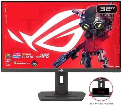ASUS ROG Strix 32  4K HDR Gaming Monitor  XG32UCG    3840x2160  Dual Mode  4K 160Hz/FHD 320Hz   0 3ms  Fast IPS  Extreme Low Motion Blur Sync  USB C  G SYNC Compatible  Tripod Socket  3 yr Warranty
