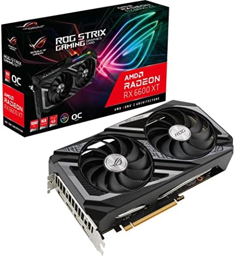 ASUS ROG Strix AMD Radeon RX 6600 XT OC Edition Gaming Graphics Card  AMD RDNA 2  PCIe 4 0  8GB GDDR6  HDMI 2 1  DisplayPort 1 4a  Axial tech Fan Design  Super Alloy Power II  GPU Tweak II   Renewed 