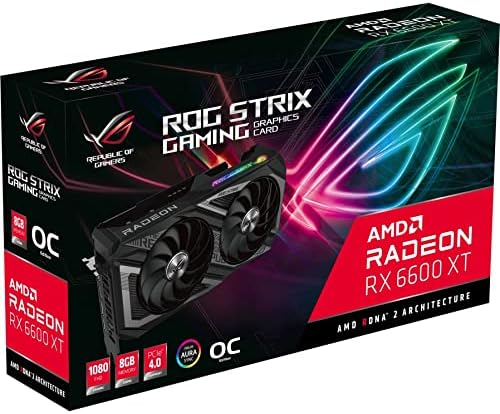ASUS ROG Strix AMD Radeon RX 6600 XT OC Edition Gaming Graphics Card  AMD RDNA 2  PCIe 4 0  8GB GDDR6  HDMI 2 1  DisplayPort 1 4a  Axial tech Fan Design  Super Alloy Power II  GPU Tweak II   Renewed 