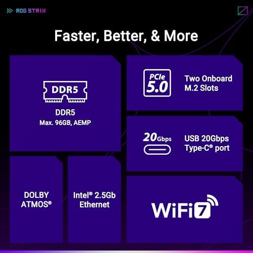 ASUS ROG Strix B650E F Gaming WiFi AMD B650 AM5 Ryzen  Desktop 9000 8000 & 7000 ATX Motherboard  12 2 Power Stages  DDR5  3X M 2 Slot  PCIe  5 0  WiFi 6E  2 5G LAN  USB 3 2 Gen 2x2 Type C   Aura Sync