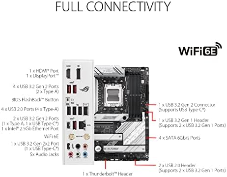 ASUS ROG Strix B650E F Gaming WiFi AMD B650 AM5 Ryzen  Desktop 9000 8000 & 7000 ATX Motherboard  12 2 Power Stages  DDR5  3X M 2 Slot  PCIe  5 0  WiFi 6E  2 5G LAN  USB 3 2 Gen 2x2 Type C   Aura Sync