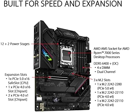 ASUS ROG Strix B650E F Gaming WiFi AMD B650 AM5 Ryzen  Desktop 9000 8000 & 7000 ATX Motherboard  12 2 Power Stages  DDR5  3X M 2 Slot  PCIe  5 0  WiFi 6E  2 5G LAN  USB 3 2 Gen 2x2 Type C   Aura Sync