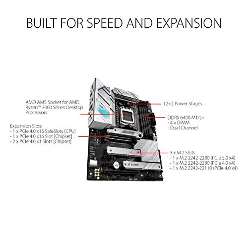 ASUS ROG Strix B650 A Gaming WiFi 6E AM5  LGA1718  Ryzen 7000 Motherboard 12 2 Power Stages DDR5 3xM 2 Slots PCIe  4 0  2 5G LAN WiFi 6E USB 3 2 Gen 2x2 Type C  Port 