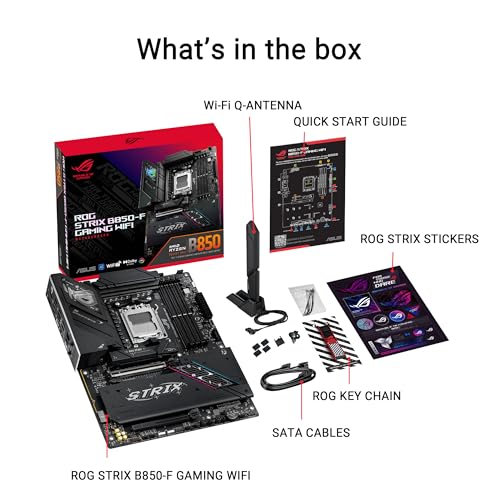 ASUS ROG Strix B850 F Gaming WiFi AMD AM5 B850 F ATX Motherboard 16 2 2 Power Stages  AI PC  DDR5 AEMP  WiFi 7  4X M 2  PCIe  5 0  Total Support of 19 USB  20Gbps Type C   AI Networking II  Aura Sync