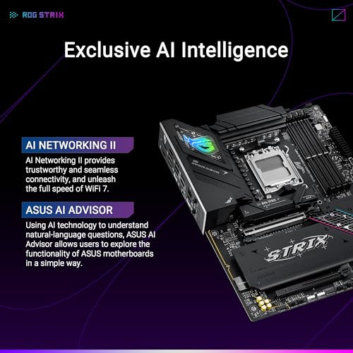 ASUS ROG Strix B850 F Gaming WiFi AMD AM5 B850 F ATX Motherboard 16 2 2 Power Stages  AI PC  DDR5 AEMP  WiFi 7  4X M 2  PCIe  5 0  Total Support of 19 USB  20Gbps Type C   AI Networking II  Aura Sync