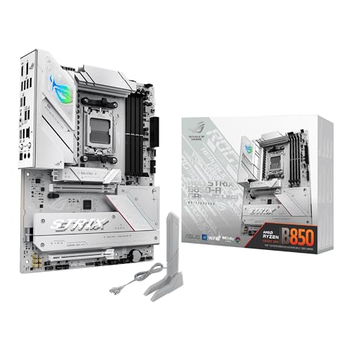 ASUS ROG Strix B850 A Gaming WiFi AMD AM5 B850 ATX Motherboard 14 2 2 Power Stages  DDR5 AEMP  2 5G LAN  WiFi 7 with Q Antenna  4X M 2  PCIe  5 0  USB 20Gbps Type C  AI Networking II  ASUS AI Advisor