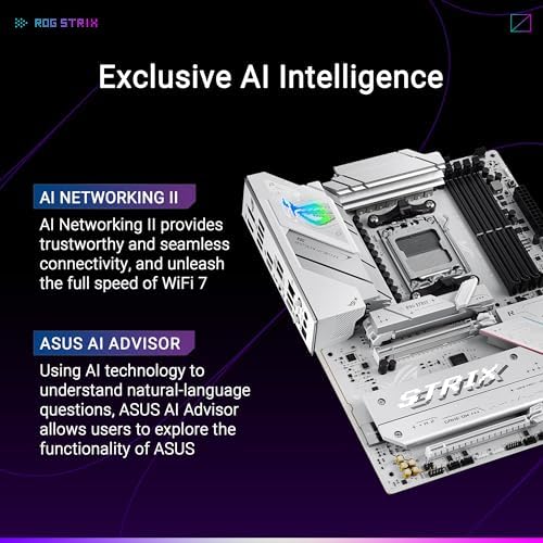 ASUS ROG Strix B850 A Gaming WiFi AMD AM5 B850 ATX Motherboard 14 2 2 Power Stages  DDR5 AEMP  2 5G LAN  WiFi 7 with Q Antenna  4X M 2  PCIe  5 0  USB 20Gbps Type C  AI Networking II  ASUS AI Advisor