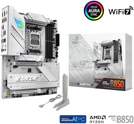 ASUS ROG Strix B850 A Gaming WiFi AMD AM5 B850 ATX Motherboard 14 2 2 Power Stages  DDR5 AEMP  2 5G LAN  WiFi 7 with Q Antenna  4X M 2  PCIe  5 0  USB 20Gbps Type C  AI Networking II  ASUS AI Advisor