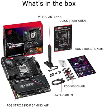 ASUS ROG Strix B850 A Gaming WiFi AMD AM5 B850 ATX Motherboard 14 2 2 Power Stages  DDR5 AEMP  2 5G LAN  WiFi 7 with Q Antenna  4X M 2  PCIe  5 0  USB 20Gbps Type C  AI Networking II  ASUS AI Advisor