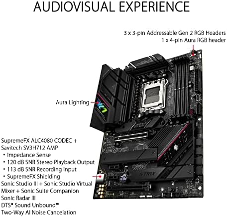 ASUS ROG Strix B850 A Gaming WiFi AMD AM5 B850 ATX Motherboard 14 2 2 Power Stages  DDR5 AEMP  2 5G LAN  WiFi 7 with Q Antenna  4X M 2  PCIe  5 0  USB 20Gbps Type C  AI Networking II  ASUS AI Advisor