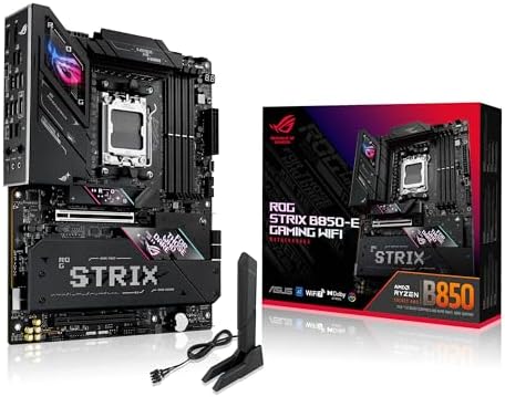 ASUS ROG Strix B850 F Gaming WiFi AMD AM5 B850 F ATX Motherboard 16 2 2 Power Stages  AI PC  DDR5 AEMP  WiFi 7  4X M 2  PCIe  5 0  Total Support of 19 USB  20Gbps Type C   AI Networking II  Aura Sync