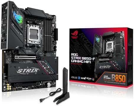 ASUS ROG Strix B850 A Gaming WiFi AMD AM5 B850 ATX Motherboard 14 2 2 Power Stages  DDR5 AEMP  2 5G LAN  WiFi 7 with Q Antenna  4X M 2  PCIe  5 0  USB 20Gbps Type C  AI Networking II  ASUS AI Advisor