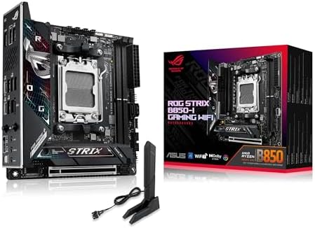 ASUS ROG Strix B850 A Gaming WiFi AMD AM5 B850 ATX Motherboard 14 2 2 Power Stages  DDR5 AEMP  2 5G LAN  WiFi 7 with Q Antenna  4X M 2  PCIe  5 0  USB 20Gbps Type C  AI Networking II  ASUS AI Advisor