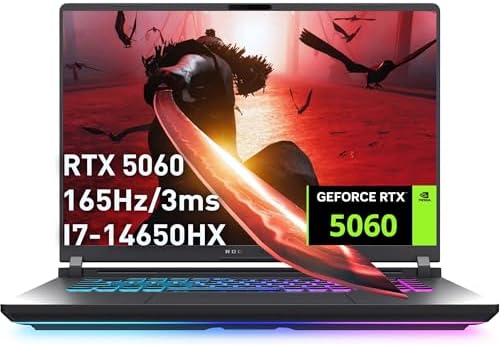 ASUS ROG Strix G16 16 FHD  165Hz Gaming Laptop  Intel i7 14650HX  Beats Intel i9 13900   GeForce RTX 5060  16GB DDR5 RAM  1TB SSD  Backlit Keyboard  Wi Fi 7  Gray  Win 11 Pro  Renewed 