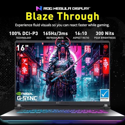 ASUS ROG Strix G16 16 FHD  165Hz Gaming Laptop  Intel i7 14650HX  Beats Intel i9 13900   GeForce RTX 5060  16GB DDR5 RAM  1TB SSD  Backlit Keyboard  Wi Fi 7  Gray  Win 11 Pro  Renewed 