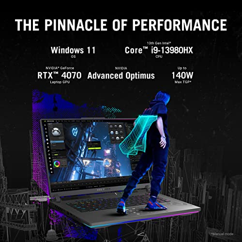 ASUS ROG Strix G16  2023  Gaming Laptop  16  Nebula Display 16 10 QHD 240Hz  GeForce RTX 4070  Intel Core i9 13980HX  32GB DDR5  1TB PCIe SSD  Wi Fi 6E  Windows 11 Pro  G614JI XS96 Eclipse Gray