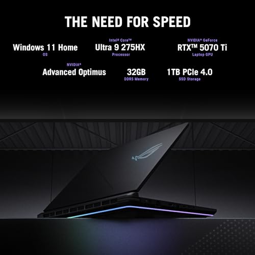 ASUS Portátil para juegos ROG Strix G16 (2025), pantalla ROG Nebula de 16 pulgadas 16:10 2.5K 240Hz/3ms, NVIDIA® GeForce RTX™ 5070 Ti GPU, procesador Intel® Core™ Ultra 9 275HX, memoria DDR5 de 32 GB