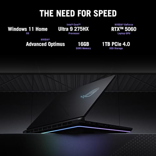 ASUS ROG Strix G16  2025  Gaming Laptop  16  ROG Nebula Display 16 10 2 5K 240Hz/3ms  NVIDIA  GeForce RTX  5060 GPU  Intel  Core  Ultra 9 Processor 275HX  16GB DDR5  1TB SSD  Wi Fi 7  Wind11 Home