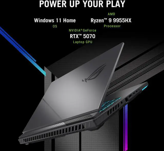 ASUS ROG Strix G16   16" GeForce RTX 5070 Laptop GPU   AMD Ryzen 9 9955HX    32GB Memory   1 TB PCIe SSD   Windows 11 Home   Gaming Laptop   240 Hz  G614FP DS96  