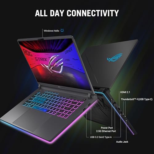 ASUS Portátil para juegos ROG Strix G16 (2025), pantalla FHD+ 16:10 165Hz/3ms, GPU NVIDIA® GeForce RTX™ 5060, procesador Intel® Core™ i7 14650HX, DDR5 de 16 GB, SSD de 1 TB Gen 4, Wi-Fi 7, Windows 11