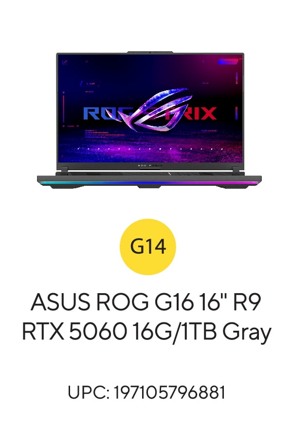 ASUS ROG Strix G16  2025  Gaming Laptop  16  WUXDA 165Hz/3ms AMD Ryzen 9 9955HX  NVIDIA GeForce RTX 5060 8GB VRAM 16GB DDR5 5600 RAM 1TB PCIe Gen 4 SSD Eclipse Gray