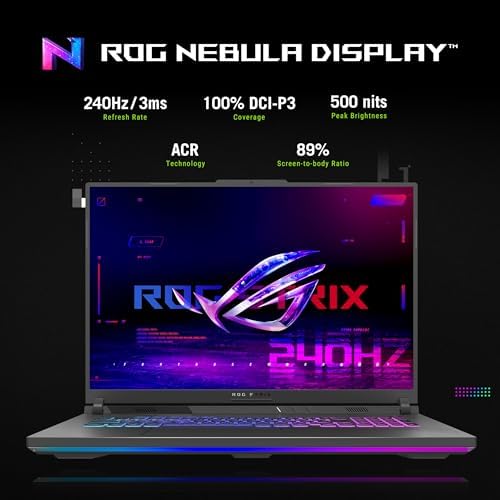 ASUS ROG Strix G18 ROG Nebula Display 2.5K 240Hz 3ms 18" Gaming Laptop AMD Ryzen 9 8940HX 16GB RAM 1TB SSD NVIDIA GeForce RTX 5070 Eclipse Gris