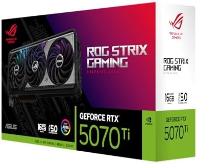 ASUS ROG Strix GeForce RTX 5070 Ti OC 16GB GDDR7 Graphics Card PCIe 5 0  HDMI/DP 2 1  3 2 Slot  Axial tech Fans  Vapor Chamber MaxContact Design  Phase Change GPU Thermal pad  Aura Sync