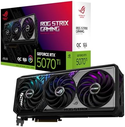 ASUS ROG Strix GeForce RTX 5070 Ti OC Edition 16GB GDDR7 Graphics Card  NVIDIA  PCIe 5 0  HDMI/DP 2 1  3 2 Slot  Axial tech Fans  MaxContact Design with Vapor Chamber  Phase Change GPU Thermal Pad 