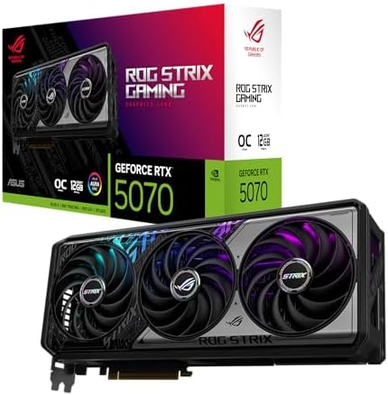ASUS ROG Strix GeForce RTX  5070 OC Edition 12GB GDDR7 Graphics Card  PCIe  5 0  12GB GDDR7  HDMI /DP 2 1  3 2 Slot  Axial tech Fans  MaxContact Design  Phase Change GPU Thermal pad  Aura sync 