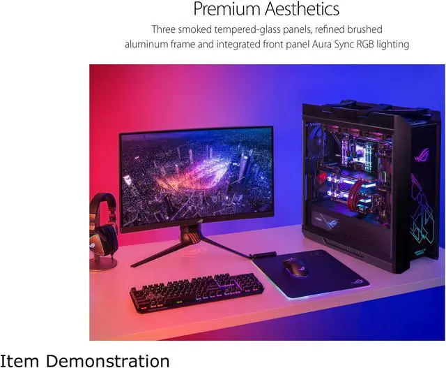 ASUS ROG Strix Helios GX601 RGB Mid Tower Computer Case for up to EATX Motherboards with USB 3 1 Front Panel  Smoked Tempered Glass  Brushed Aluminum and Steel Construction  and Four Case Fans