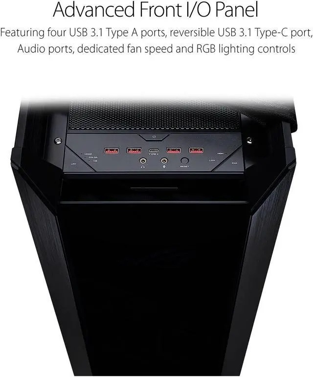 ASUS ROG Strix Helios GX601 RGB Mid Tower Computer Case for up to EATX Motherboards with USB 3 1 Front Panel  Smoked Tempered Glass  Brushed Aluminum and Steel Construction  and Four Case Fans