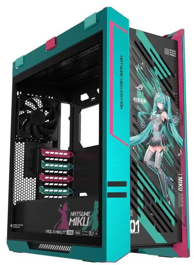 ASUS ROG Strix Helios GX601S HATSUNE MIKU Edition RGB Mid Tower Computer Case for up to EATX Motherboards with USB 3 2 Front Panel  Aluminum alloy frame 4 mm high strength tempered glass