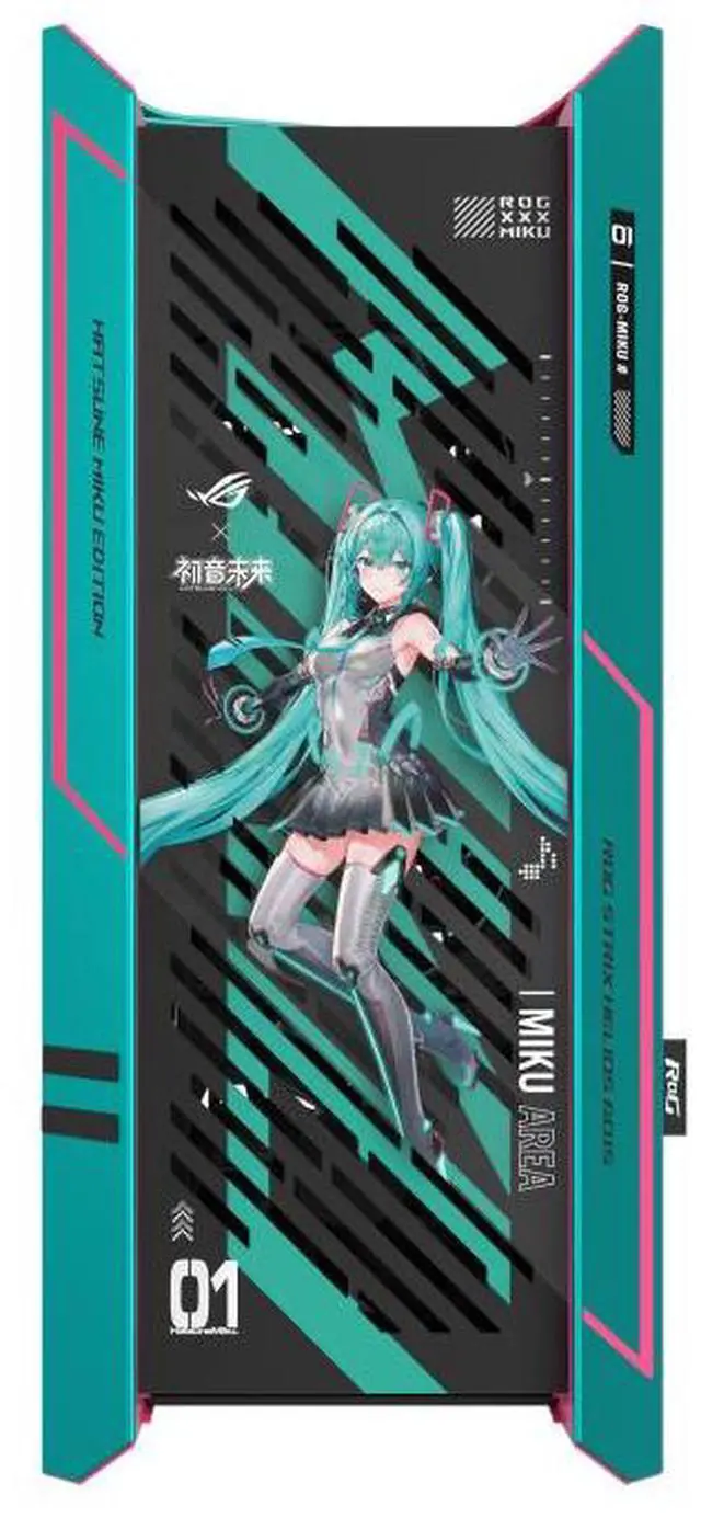 ASUS ROG Strix Helios GX601S HATSUNE MIKU Edition RGB Mid Tower Computer Case for up to EATX Motherboards with USB 3 2 Front Panel  Aluminum alloy frame 4 mm high strength tempered glass