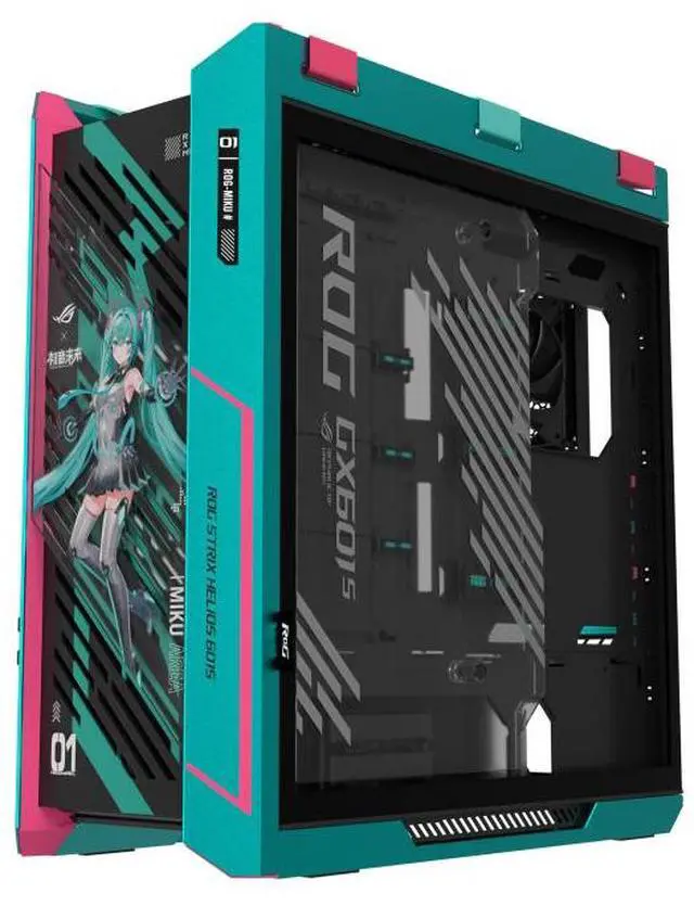 ASUS ROG Strix Helios GX601S HATSUNE MIKU Edition RGB Mid Tower Computer Case for up to EATX Motherboards with USB 3 2 Front Panel  Aluminum alloy frame 4 mm high strength tempered glass