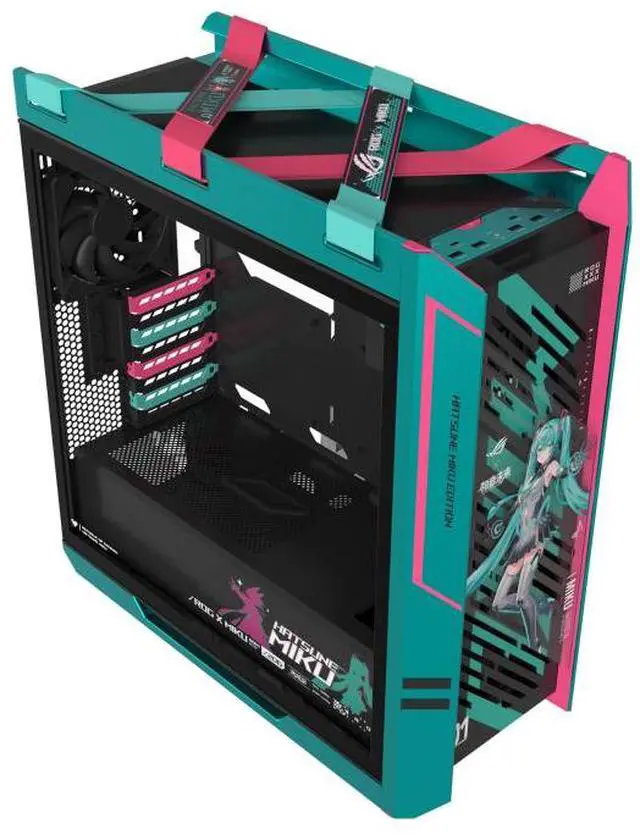 ASUS ROG Strix Helios GX601S HATSUNE MIKU Edition RGB Mid Tower Computer Case for up to EATX Motherboards with USB 3 2 Front Panel  Aluminum alloy frame 4 mm high strength tempered glass