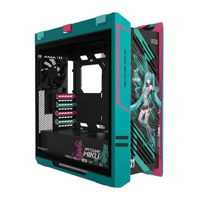 ASUS ROG Strix Helios GX601S HATSUNE MIKU Edition RGB Mid Tower Computer Case for up to EATX Motherboards with USB 3 2 Front Panel  Aluminum alloy frame 4 mm high strength tempered glass