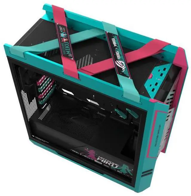 ASUS ROG Strix Helios GX601S HATSUNE MIKU Edition RGB Mid Tower Computer Case for up to EATX Motherboards with USB 3 2 Front Panel  Aluminum alloy frame 4 mm high strength tempered glass