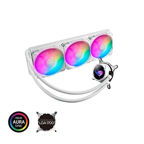 ASUS ROG Strix LC III 360 ARGB All in one CPU Liquid Cooler with 360  rotatable Water Block  Asetek s New Gen7 v2 Pump  Premium ROG ARGB Fans  and 10  Custom Aura Lighting Effects