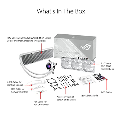 ASUS ROG Strix LC III 360 ARGB All in one CPU Liquid Cooler with 360  rotatable Water Block  Asetek s New Gen7 v2 Pump  Premium ROG ARGB Fans  and 10  Custom Aura Lighting Effects