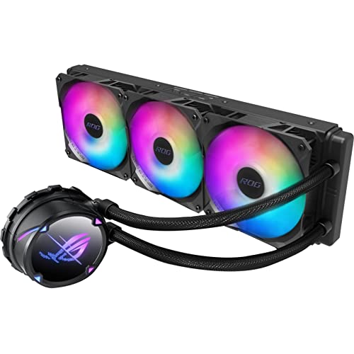 ASUS ROG Strix LC III 360 ARGB All in one CPU Liquid Cooler with 360  rotatable Water Block  Asetek s New Gen7 v2 Pump  Premium ROG ARGB Fans  and 10  Custom Aura Lighting Effects