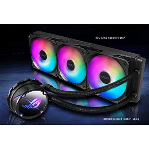 ASUS ROG Strix LC III 360 ARGB All in one CPU Liquid Cooler with 360  rotatable Water Block  Asetek s New Gen7 v2 Pump  Premium ROG ARGB Fans  and 10  Custom Aura Lighting Effects