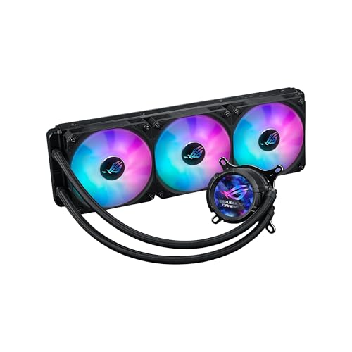 ASUS ROG Strix LC III 360 ARGB All in one CPU Liquid Cooler with 360  rotatable Water Block  Asetek s New Gen7 v2 Pump  Premium ROG ARGB Fans  and 10  Custom Aura Lighting Effects
