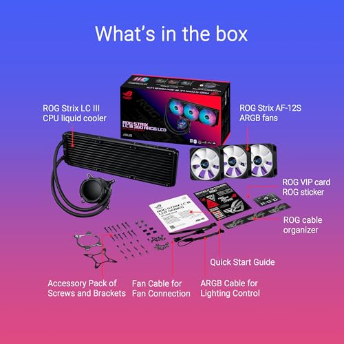 ASUS ROG Strix LC III 360 ARGB All in one CPU Liquid Cooler with 360  rotatable Water Block  Asetek s New Gen7 v2 Pump  Premium ROG ARGB Fans  and 10  Custom Aura Lighting Effects